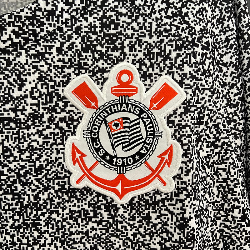 Camisa Corinthians Pré Jogo 2024/25 Branca e Preta - Modelo Torcedor