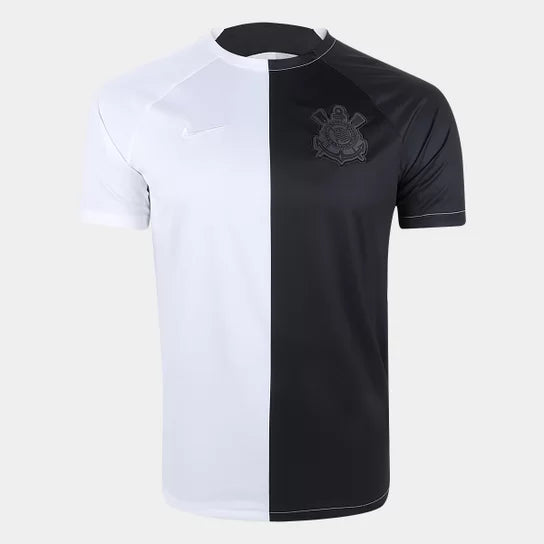 Camisa Corinthians Pré Jogo 2023/24 Branca e Preta - Modelo Torcedor