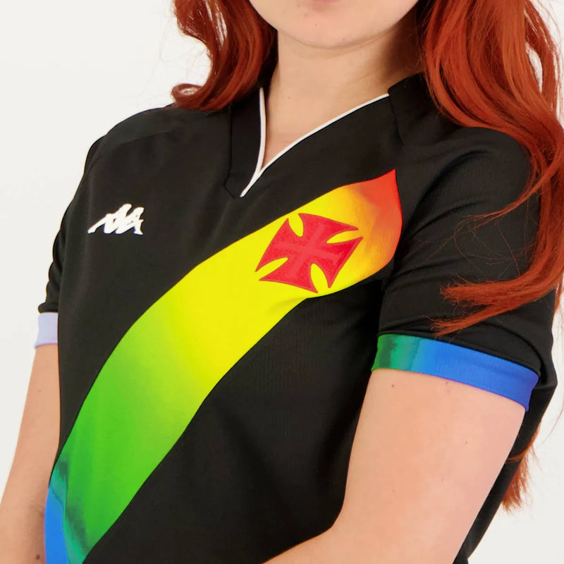 Camisa Feminina Vasco da Gama LGBTQIA+ 2022/23 Preta - Modelo Baby Look