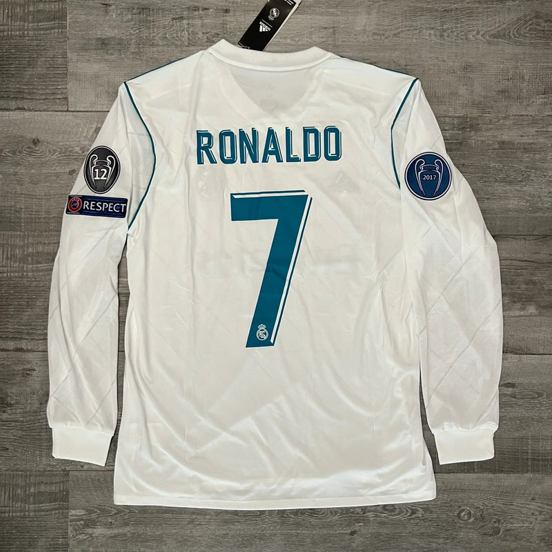 Camisa Retrô Real Madrid Manga Longa 2017/18 Home