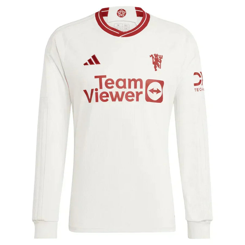 Camisa Manga Longa Manchester United lll 2023/24 Branca - Modelo Torcedor